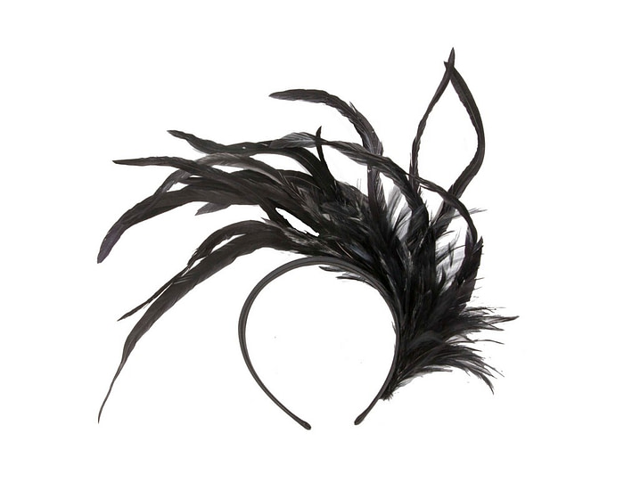 Black feather fascinator headband - Image 4