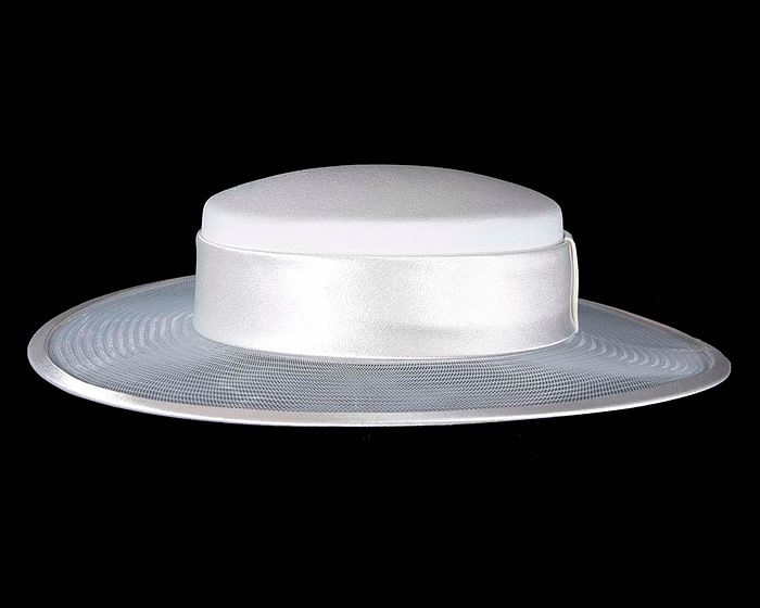 Custom made white boater hat by Cupids Millinery - Image 3