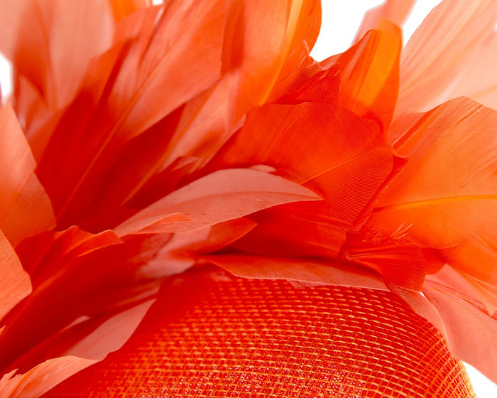 Orange spring racing fascinator with feathers - Image 5