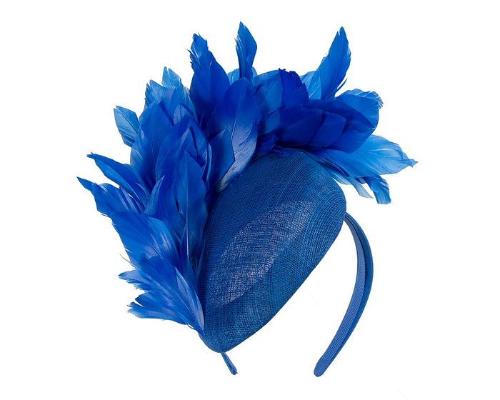 Royal Blue spring racing fascinator with feathers - Image 2