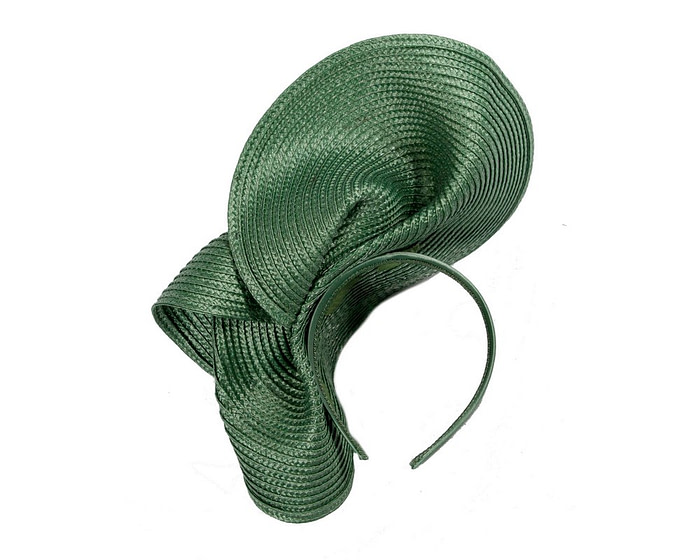 Large green fascinator with pink orchid flowers by Fillies Collection - Image 4