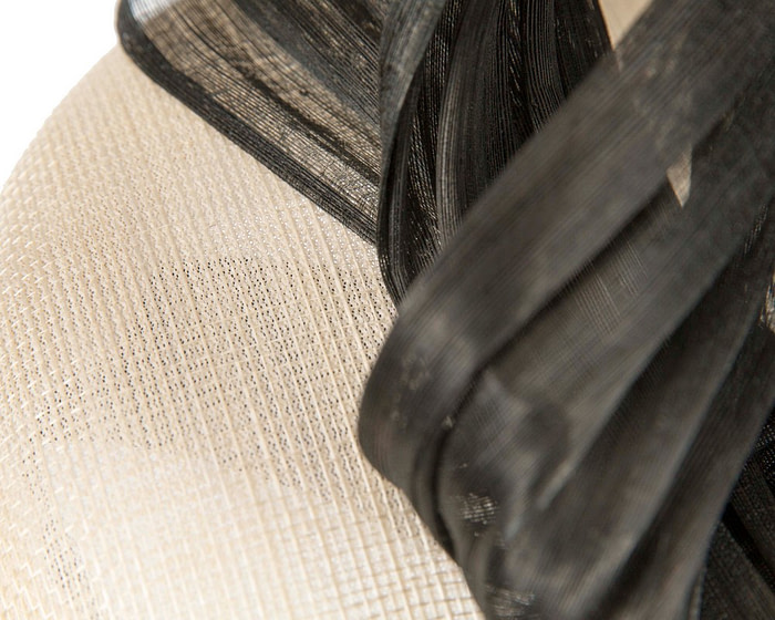 Cream pillbox black silk abaca bow by Fillies Collection - Image 5