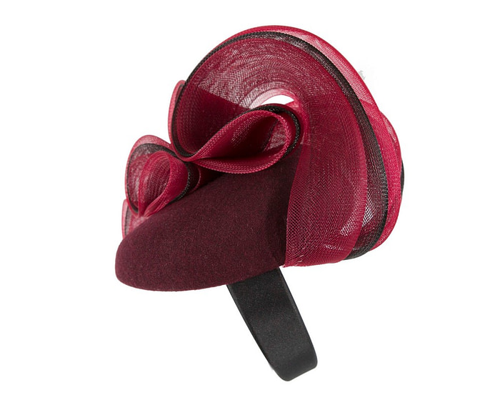 Wine winter racing pillbox fascinator by Fillies Collection - Image 3