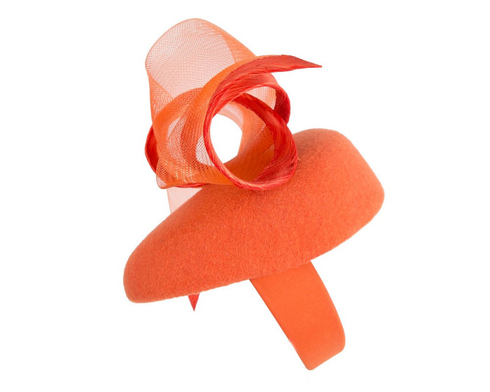 Orange Winter Pillbox Fascinator by Fillies Collection - Image 3