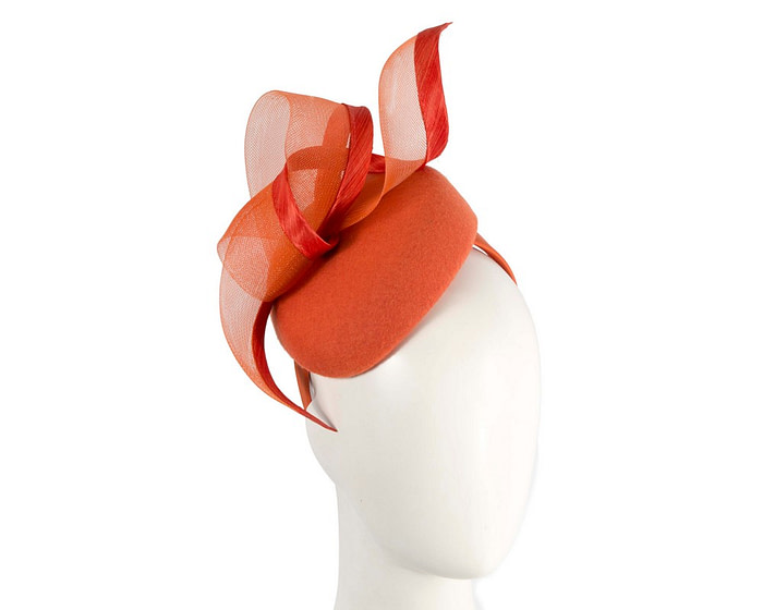 Orange Winter Pillbox Fascinator by Fillies Collection