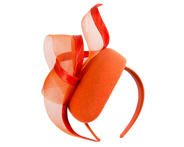 Orange Winter Pillbox Fascinator by Fillies Collection - Image 2