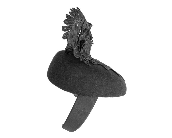 Black Pillbox Fascinator with Stunning Lace Design - Image 4