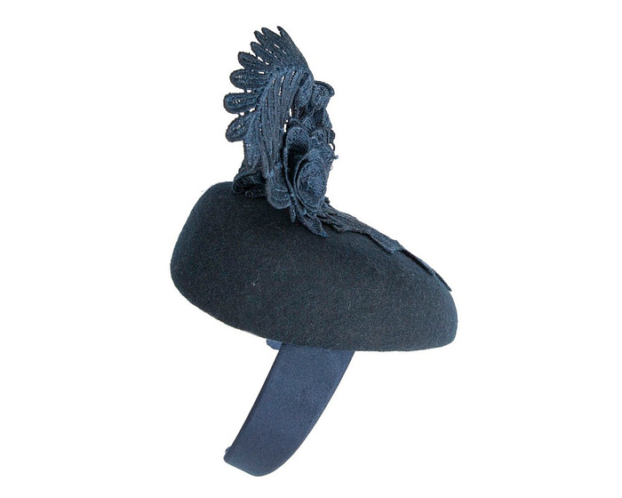 Navy Pillbox Fascinator with Stunning Lace Design - Image 4