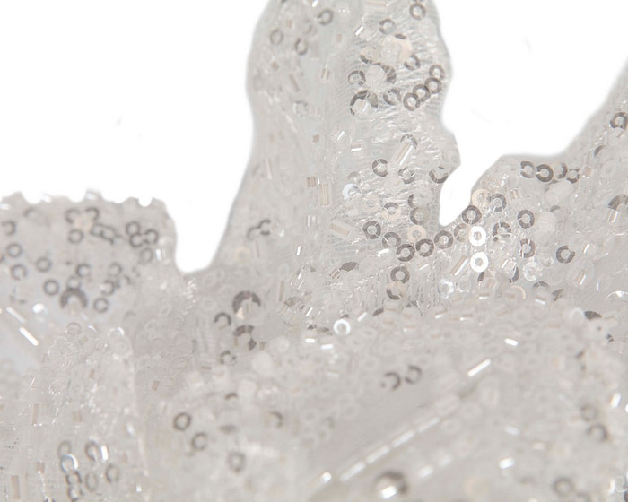 Sparkling White Fascinator with Sequins by Fillies Collection - Image 3