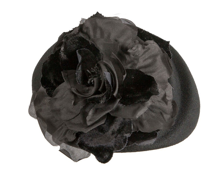 Black Felt Hat with Flower by Fillies Collection - Image 4