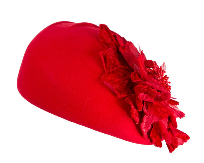Red Felt Hat with Flower by Fillies Collection - Image 6