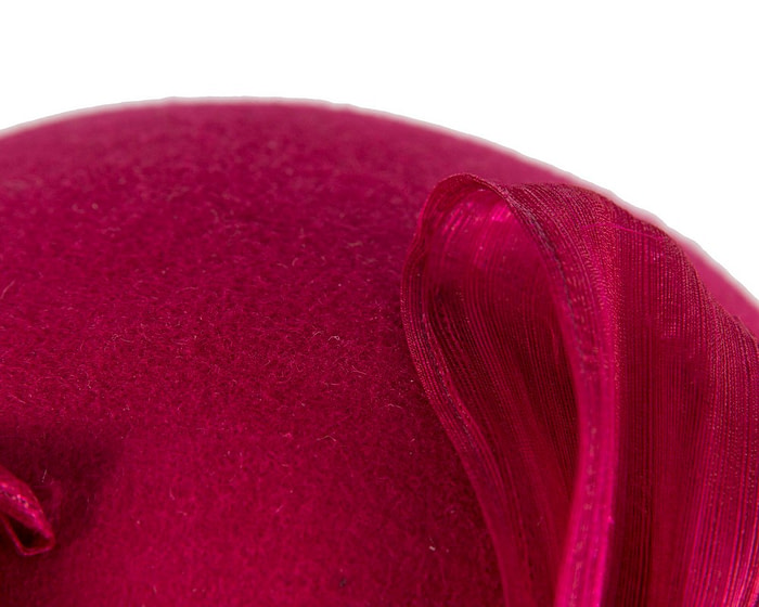 Magenta Felt Hat with Silk Abaca Trim by Fillies Collection - Image 5