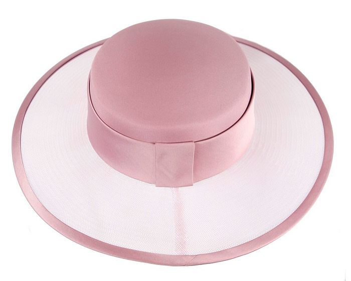 Custom made dusty pink boater hat by Cupids Millinery - Image 6
