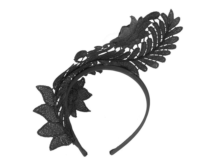 Black Crown Fascinator with Lace by Max Alexander - Image 4
