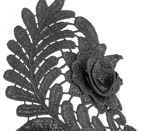 Black Crown Fascinator with Lace by Max Alexander - Image 3