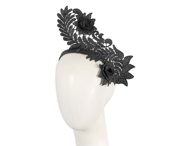 Black Crown Fascinator with Lace by Max Alexander
