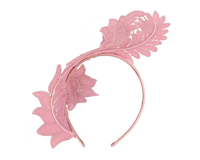 Dusty Pink Crown Fascinator with Lace by Max Alexander - Image 4