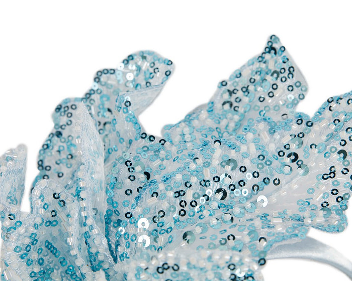 Sparkling Light Blue Fascinator with Sequins by Fillies Collection - Image 3