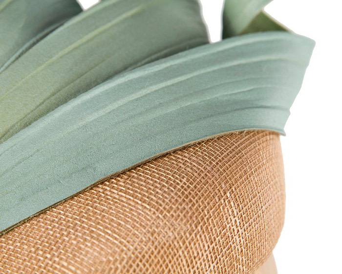Nude & green pillbox spring racing fascinator by Fillies Collection - Image 5