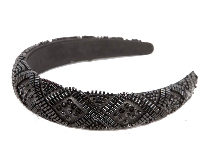 Beaded black fascinator headband by Cupids Millinery - Image 2