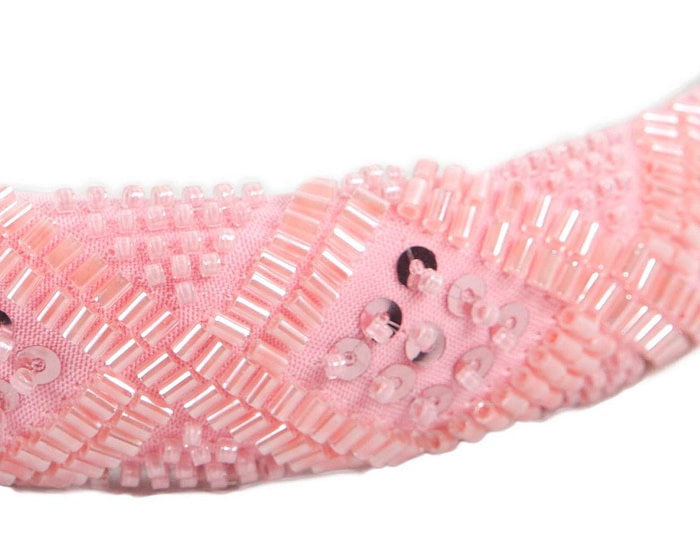 Beaded pink fascinator headband by Cupids Millinery - Image 3