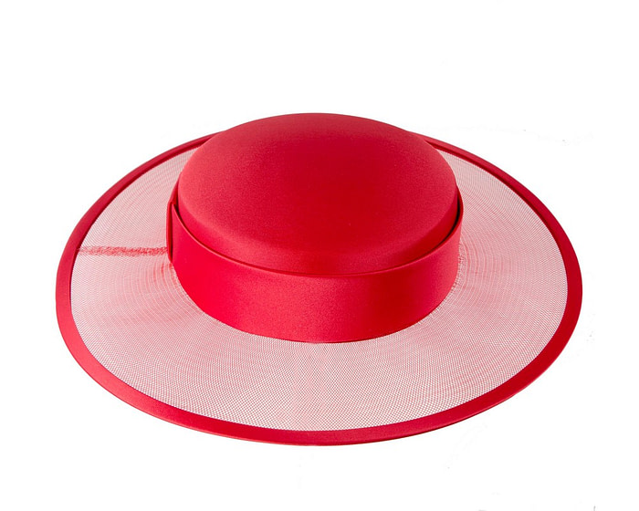 Custom made red boater hat by Cupids Millinery - Image 3