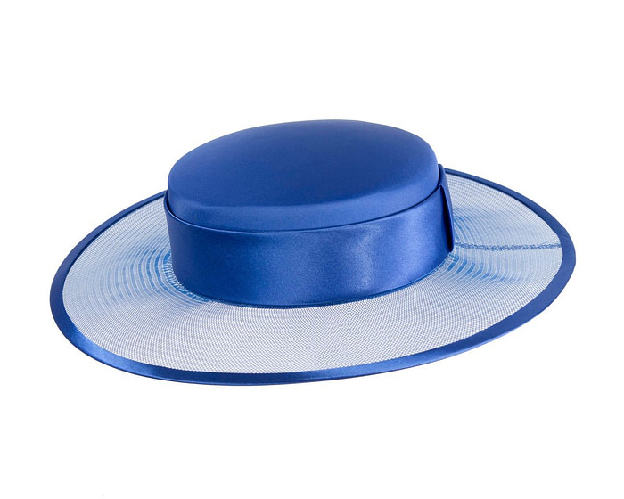 Custom made royal blue boater hat by Cupids Millinery - Image 3
