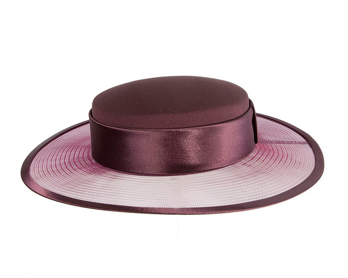 Custom made wine-colored boater hat by Cupids Millinery - Image 4
