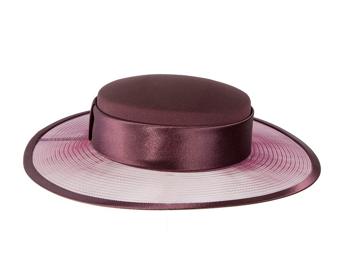 Custom made wine-colored boater hat by Cupids Millinery - Image 3