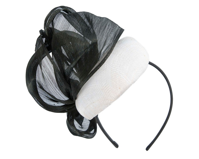 White pillbox black silk abaca bow by Fillies Collection - Image 6