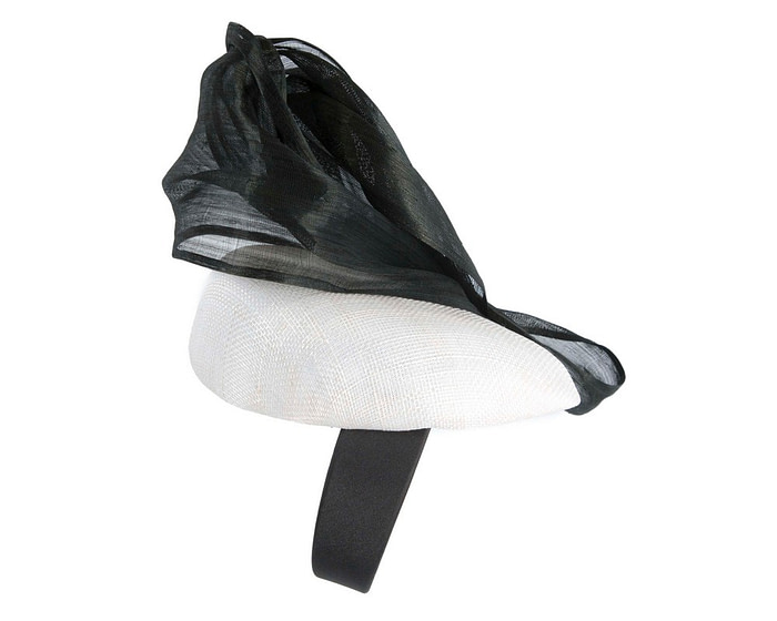 White pillbox black silk abaca bow by Fillies Collection - Image 4