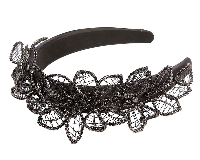 Elegant Black Leaf Fascinator Headband by Fillies Collection - Image 3