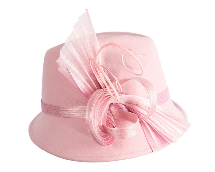 Fashion pink ladies winter felt fedora hat by Fillies Collection - Image 3