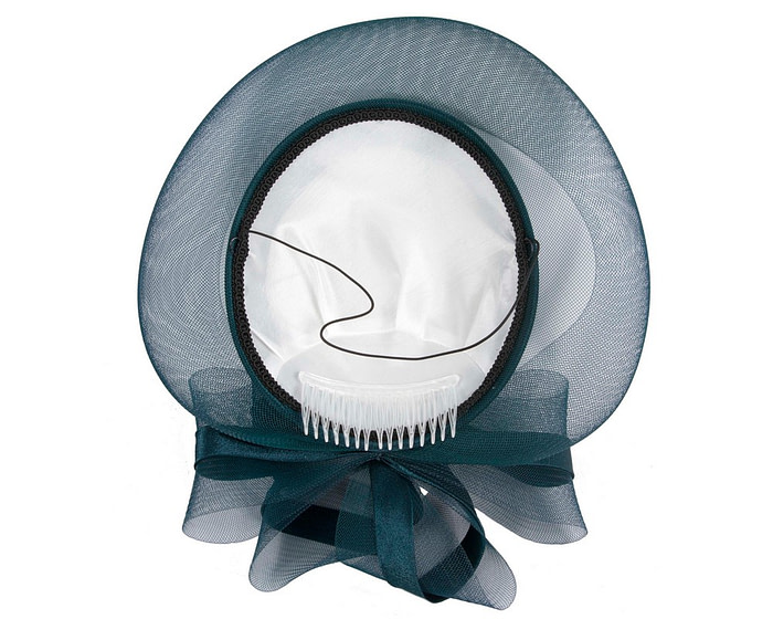 Dark teal custom made cocktail hat - Image 5