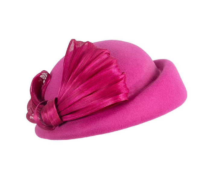 Fuchsia Felt Hat with Silk Abaca Trim by Fillies Collection - Image 2