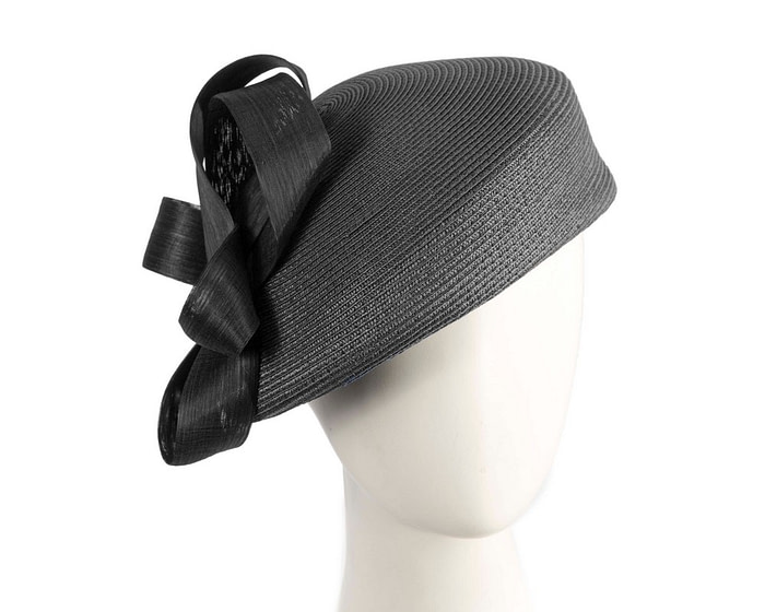 Fashion black beret hat with bow by Max Alexander