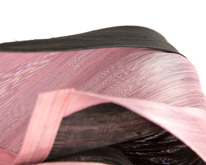 Pink & black silk abaca fascinator by Fillies Collection - Image 4
