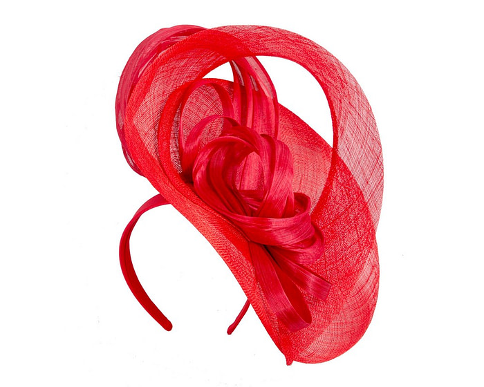 Red sinamay fascinator by Fillies Collection - Image 2