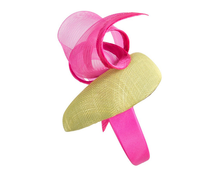 Lime & fuchsia spring racing fascinator by Fillies Collection - Image 4
