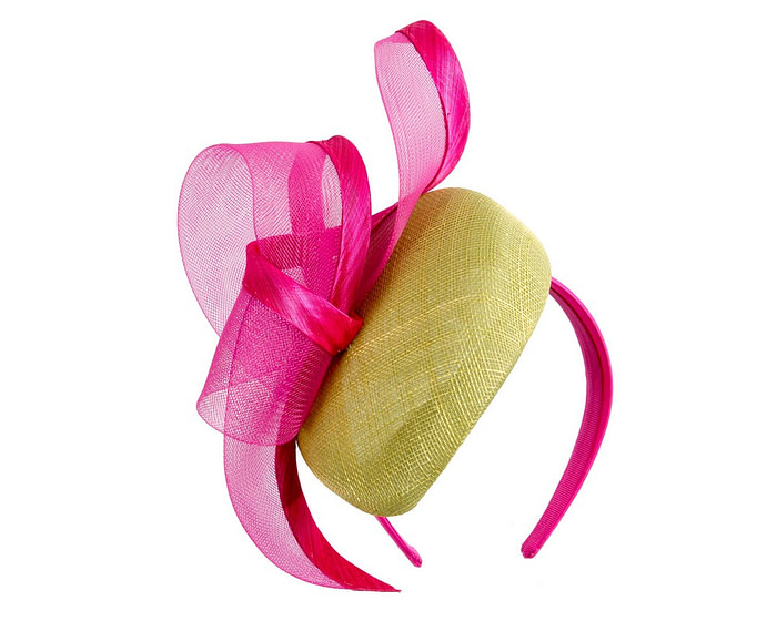 Lime & fuchsia spring racing fascinator by Fillies Collection - Image 2