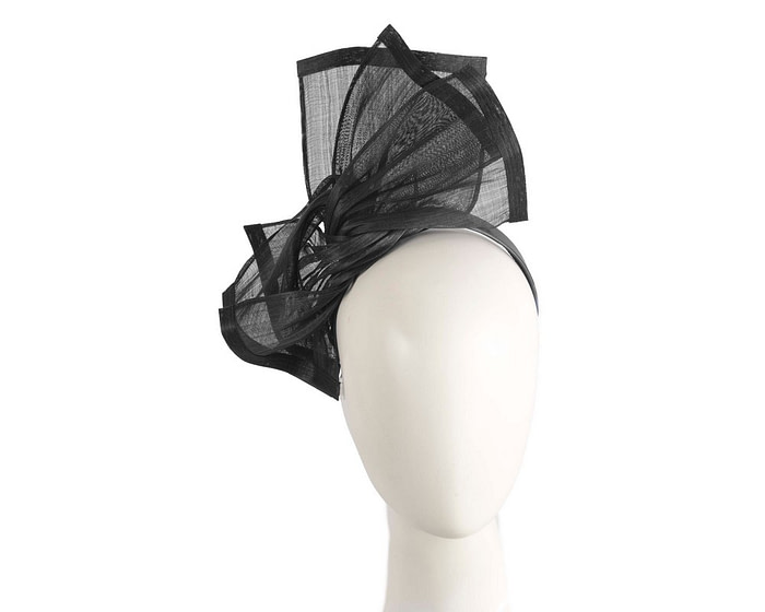 Twisted black silk abaca fascinator by Fillies Collection
