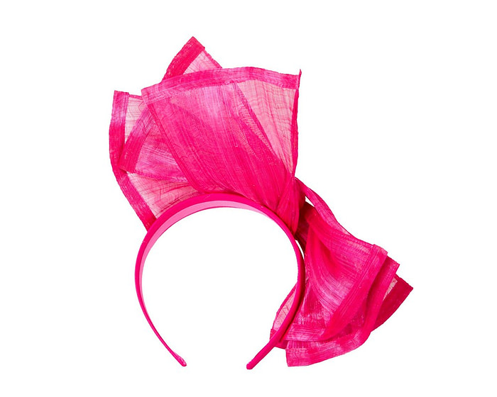 Twisted fuchsia silk abaca fascinator by Fillies Collection - Image 4