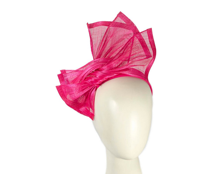 Twisted fuchsia silk abaca fascinator by Fillies Collection