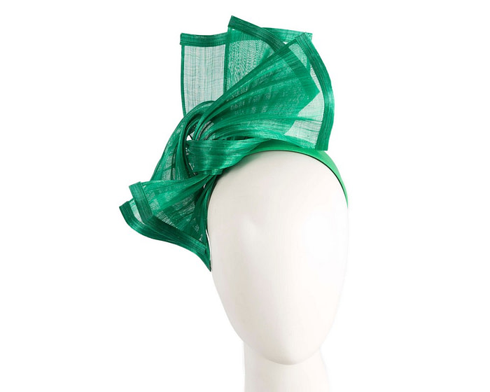 Twisted green silk abaca fascinator by Fillies Collection