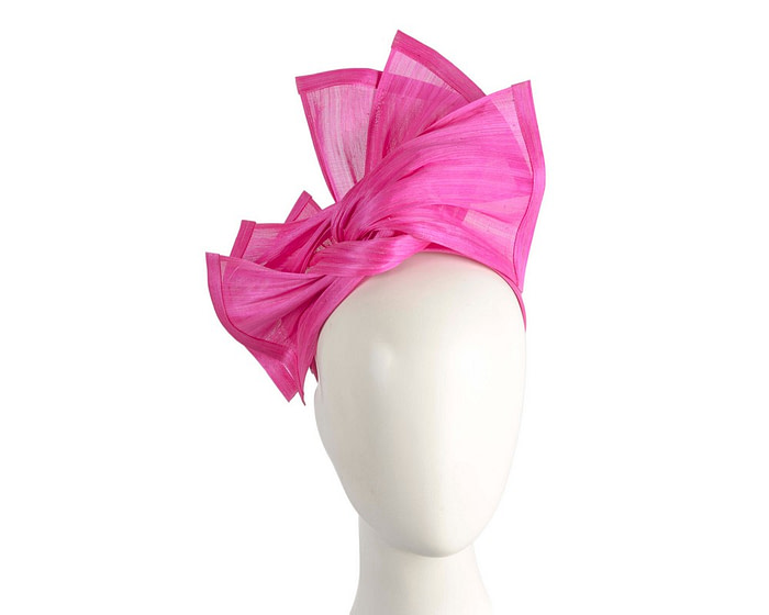 Twisted hot pink silk abaca fascinator by Fillies Collection