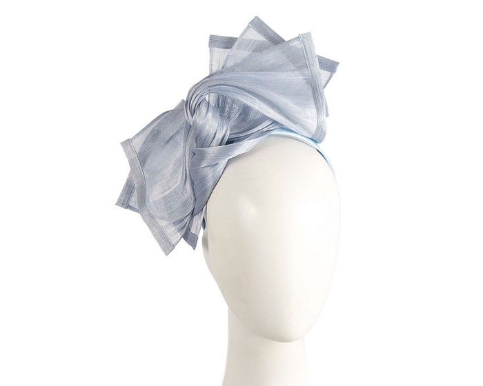 Twisted light blue silk abaca fascinator by Fillies Collection