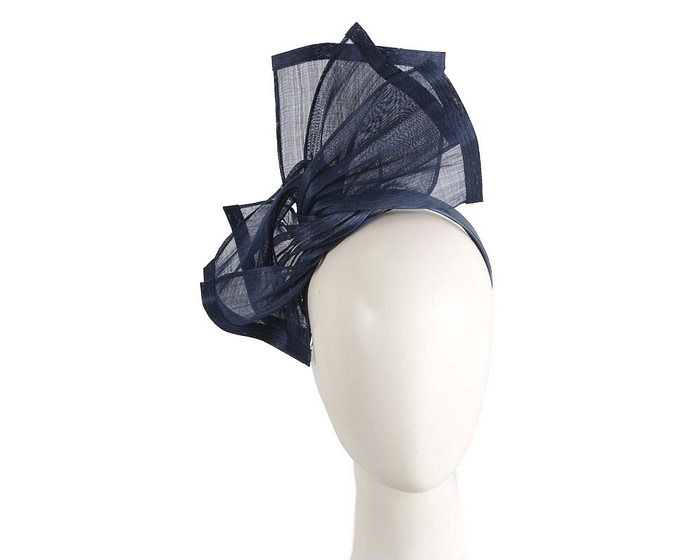 Twisted navy silk abaca fascinator by Fillies Collection