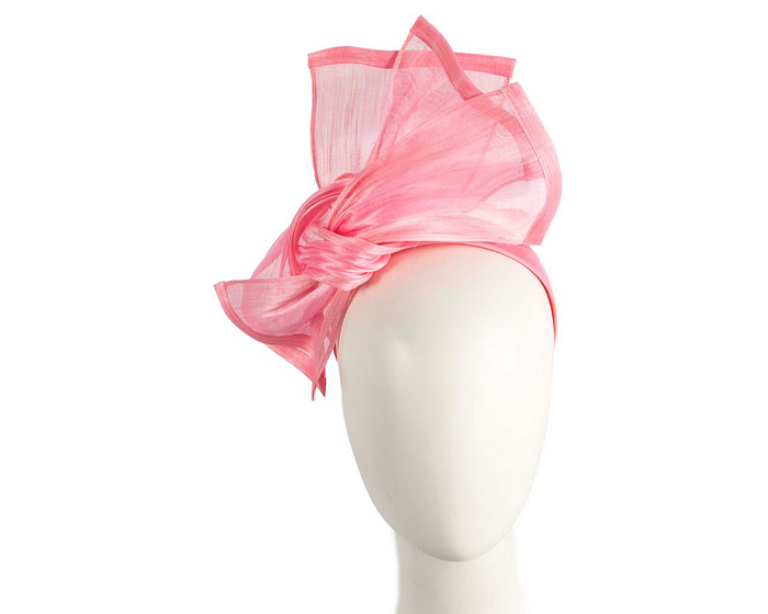 Twisted pink silk abaca fascinator by Fillies Collection