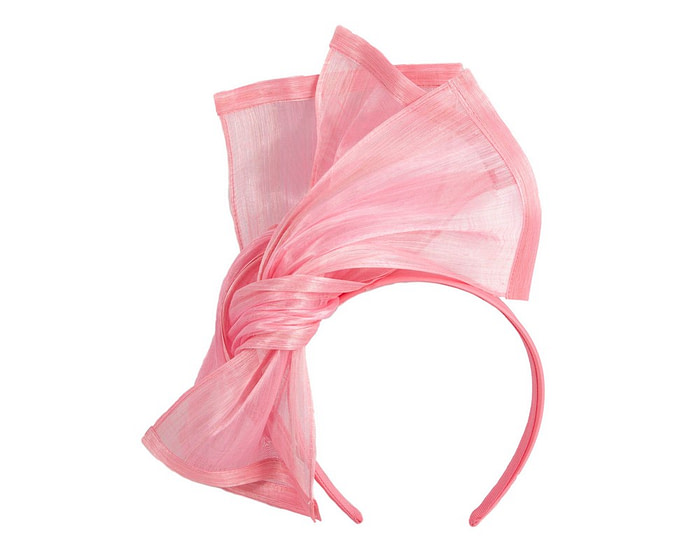 Twisted pink silk abaca fascinator by Fillies Collection - Image 2