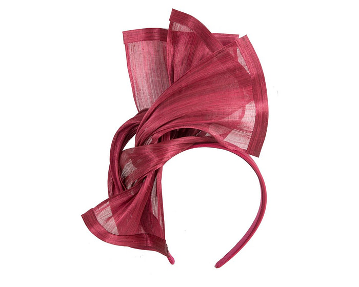 Twisted wine-colored silk abaca fascinator by Fillies Collection - Image 2